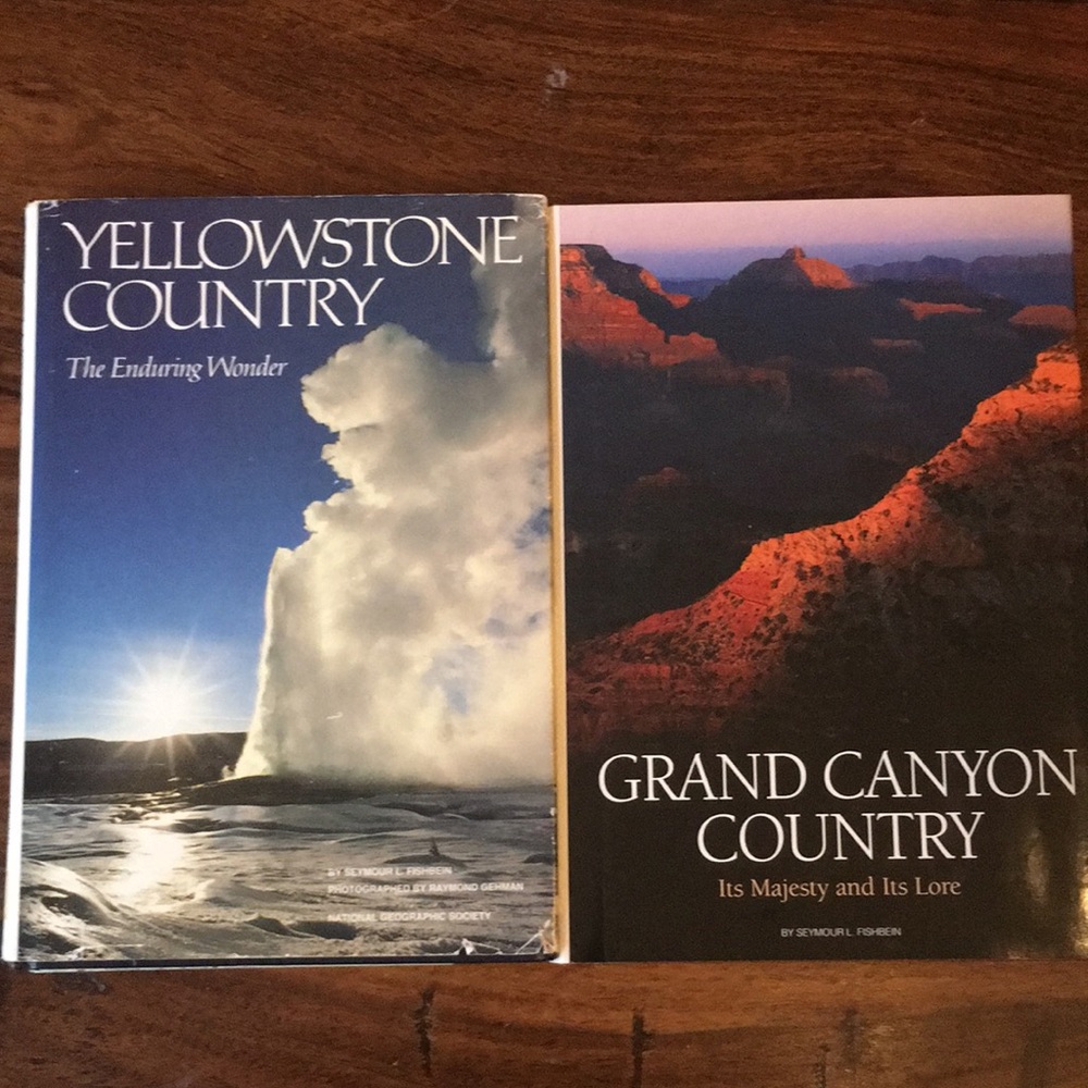 2 Vintage national geographic society books Yellowstone + Grand Canyon Country